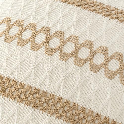Set of 2 Neutral Boho Decorative Pillow Covers 20x20 Inch (2 Count)