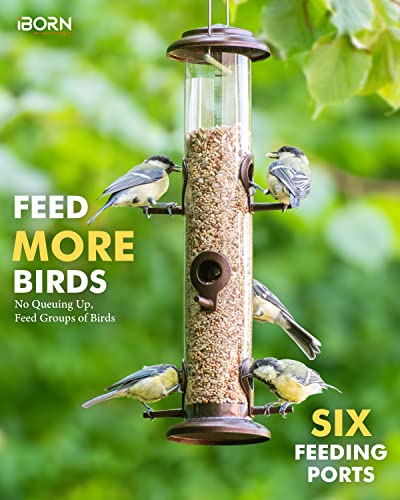 Bird Feeders for Outdoors 15" 6 Ports Chew