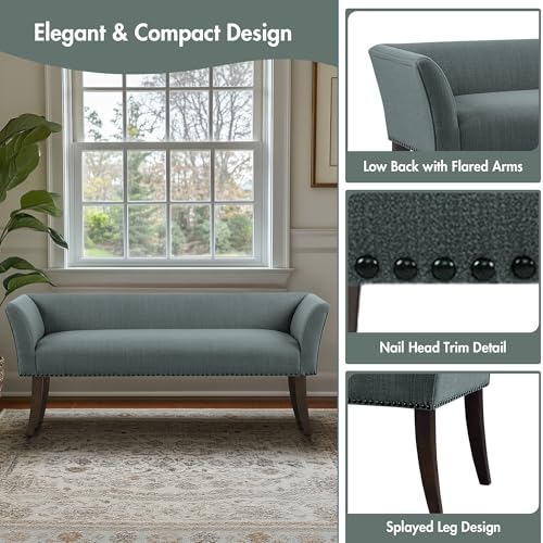 Accent Bench Upholstered with Nailhead Trim