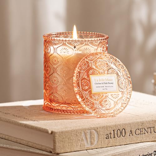 Citrine Pink Peony Scented Candles for Home