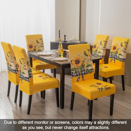 Sunflower Chair Covers for Dining Room Set of 4