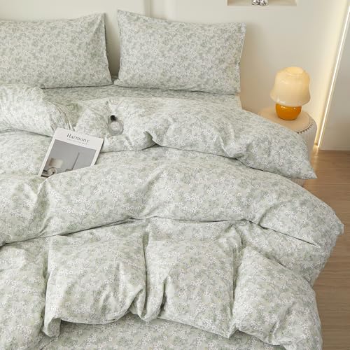 Green Floral Comforter Set Twin XL Cottagecore Botanical Bedding Set