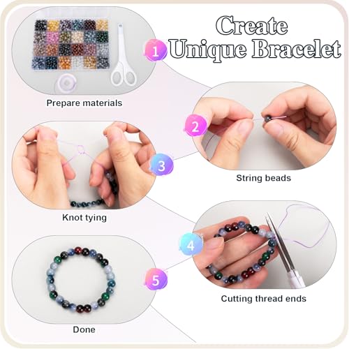 About 1200+ pcs 6mm Glass Beads Bracelet Making Kit (1200 Count)