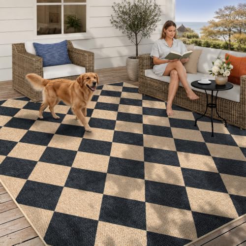 Checkered Easy Jute 5x7 Area Rugs