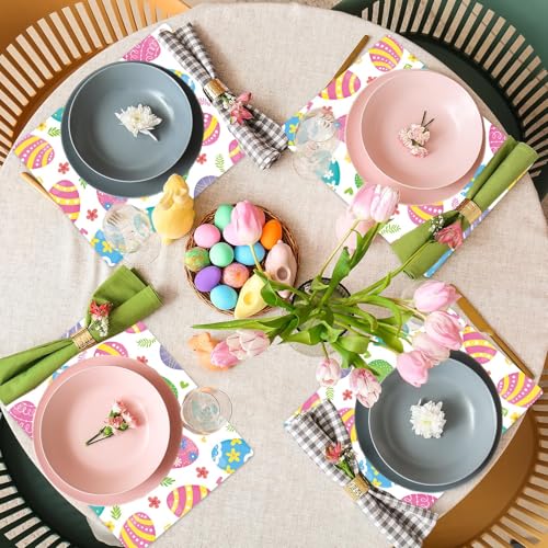 Easter Eggs Plastic Placemats Set of 6 Happy Easter Table mats 17×13×0.04in (6 Count)
