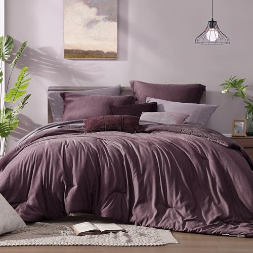Super King Plus Comforter Set 7 Pieces Italian Plum Bed in a Bag