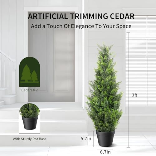 3FT Artificial Cedar Topiary Trees 2 Set (2 Count)