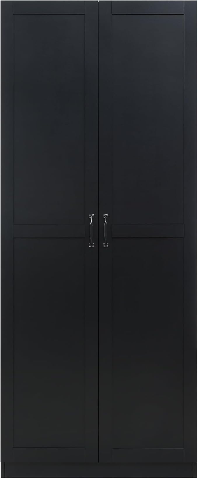 Manhattan Comfort Cornelia Modern Tall Storage Cabinet with Doors and Adjustable Shelves 1.0 - Freestanding Pantry Organizer for Kitchen, Laundry Room, Garage, or Mudroom, Set of 1, Black
