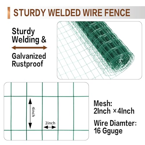 4 ft x 100 ft Green PVC Coated Welded Wire Fence