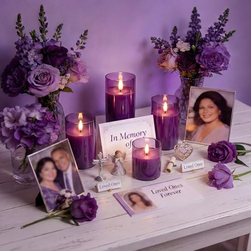 Purple Glass Flameless Candles (3 Count)