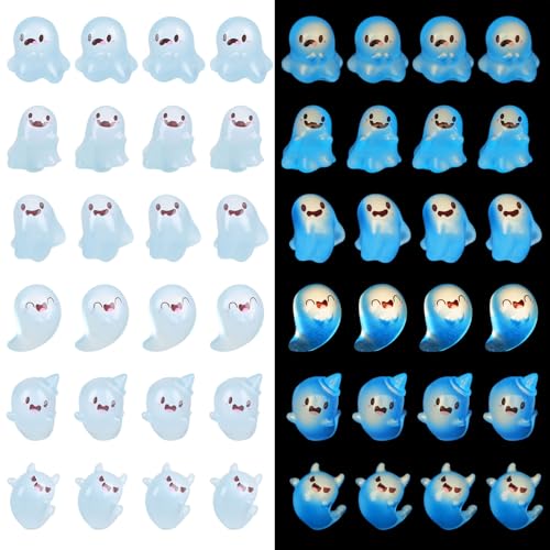 24PCS Mini Luminous Ghost Miniature Figurines (24 Count)