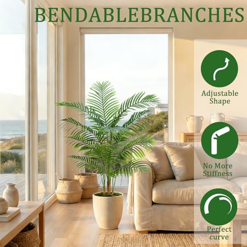 2 Pack Artificial Palm Tree Indoor Plant 5FT Tall Fake Tropical Palm Tree in Pot (2 Count)