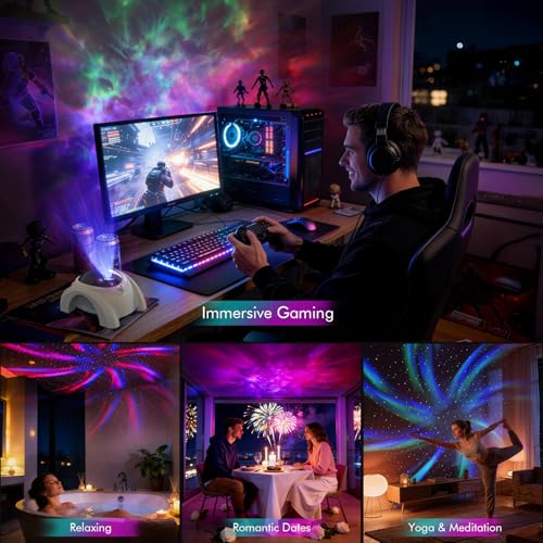 Dual Lens Galaxy Star Aurora Projector Night Light for Bedroom
