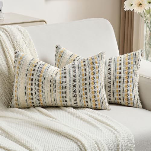 Pack of 2 Boho Throw Pillow Covers 12x20 Inch (2 Count)