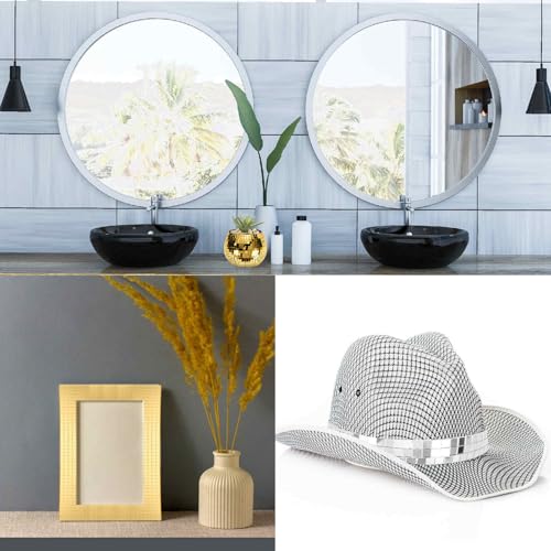 8 Sheet 3840 Pieces Self Adhesive Mirror Mosaic Tiles 5x5mm Small Square Mirror Tiles Sticker Disco Ball Stickers Mini Glass Tiles for DIY Craft Party Home Decoration (3840 Count)