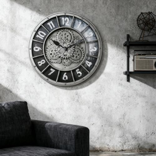 18 Inch Wall Clock with Moving Gears