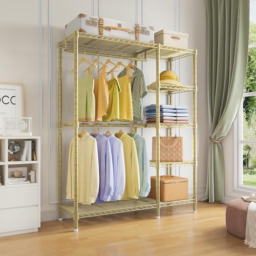 V7 Garment Rack with Shelves Portable Closet for Hanging Clothes