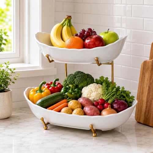 Large Tiered Fruit Bowl for Kitchen Counter