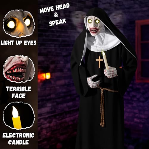 Halloween Animatronics 6ft Nun Animated 72inch Sister Decoration with Motion Sensor Activated