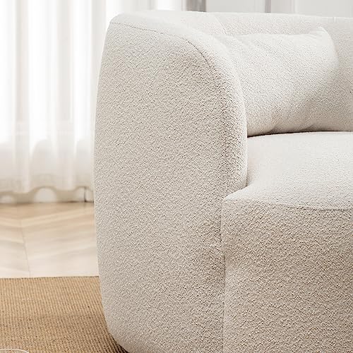 34" Wide 2 Boucle Swivel Barrel Chairs and 2 Ottomans Set (2 Count)
