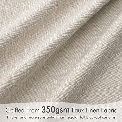 100% Blackout Back Tab Pleat Linen Curtains 50" Wx72 L (2 Count)