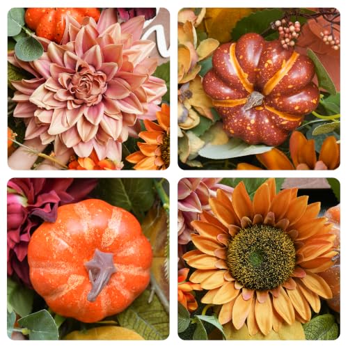 Fall Wreaths for Front Door 24 Inch Autumn Wreath with Sunflowers
