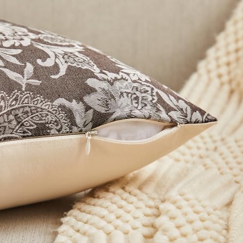 Floral Jacquard Throw Pillow Covers Set of 2 (2 Count)