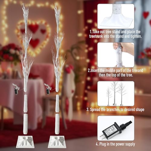 Smart Lighted Birch Twig Tree with Fairy Lights (2 Count)