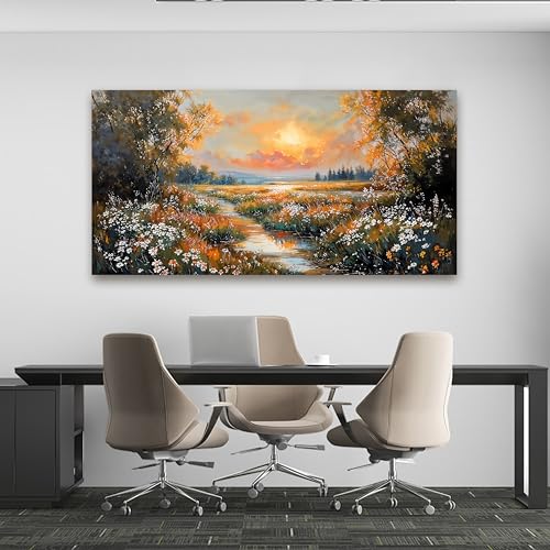 Vintage Wildflower Wall Art Prints for Living Room Nature Wall Art 24"x48"