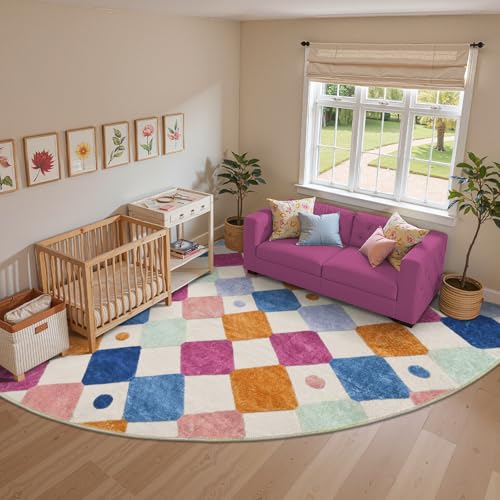 Corner Rug Washable Kids Rug Colorful Classroom Play Mat Berries (64 Sq Ft)