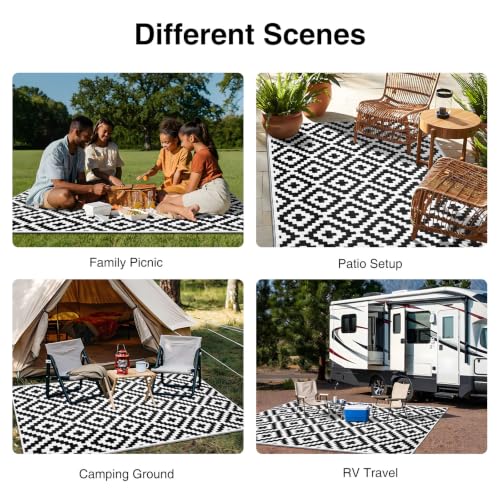 Outdoor Rug 4x6 ft Waterproof Reversible Mat