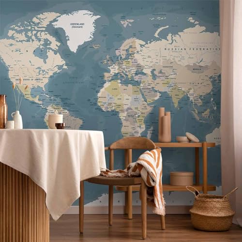 Wall Mural World Map 138x101 in (96.44 Sq Ft)