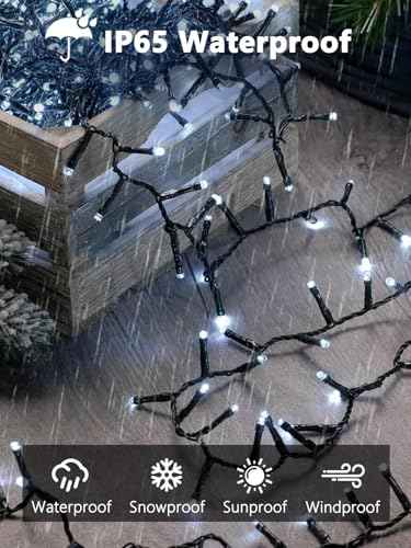 Solar String Lights Outdoor 2 Pack 200 LED 66FT Christmas Lights Cool White (2 Count)