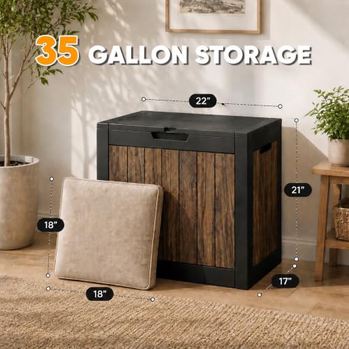 35 Gallon Outdoor Storage Box Waterproof Deck Box for Patio