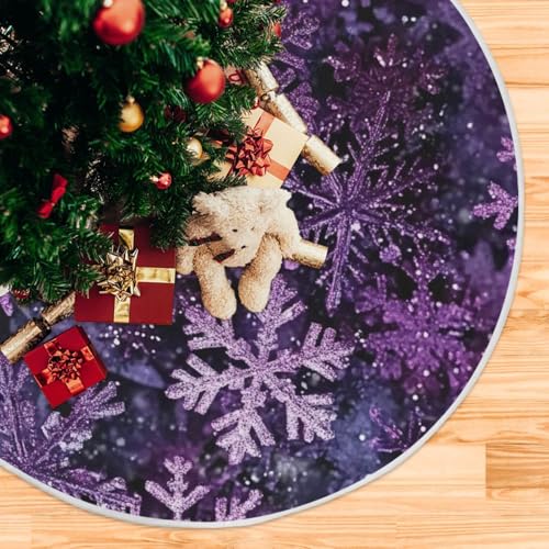 Christmas Purple Snowflake Party Tree Skirt