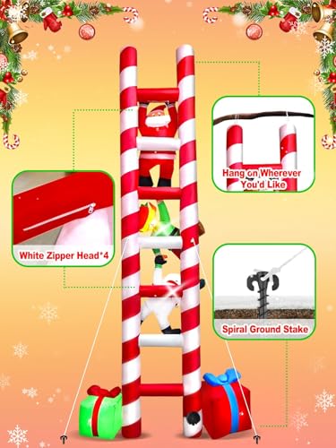 10 FT Santa Climbing Ladder Inflatable Outdoor Decoration