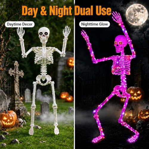 Halloween Decorations Outdoor Skeletons Set (Orange/Purple)