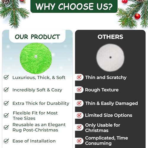 30 Inch Green Christmas Tree Skirt Plush Decoration for Merry Christmas Party