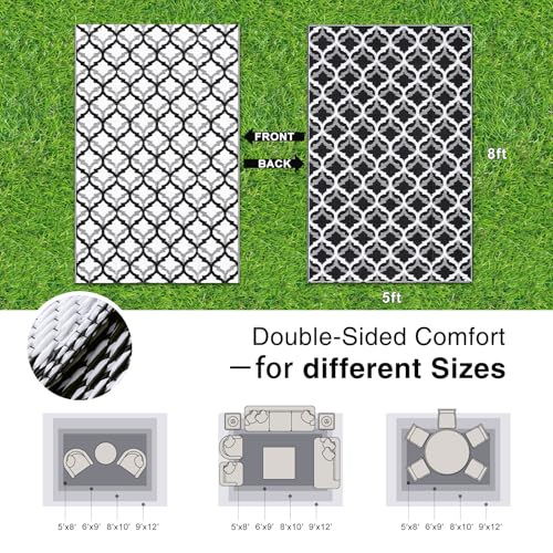 Outdoor Rug 5x8 ft Waterproof Reversible Braided Mat (40 Sq Ft)