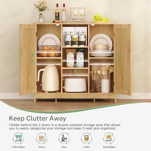 Rattan Storage Cabinet with 4 Adjustable Shelves