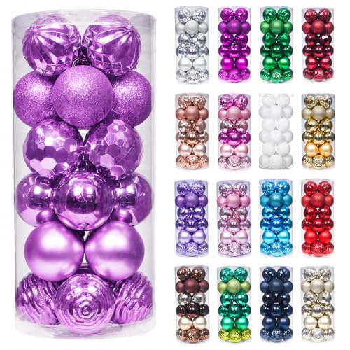24ct Christmas Ball Ornaments Shatterproof Xmas Tree Hanging Balls Decorations Perfect for Halloween Decorations Holiday Wedding Christmas Decor (34 Count)
