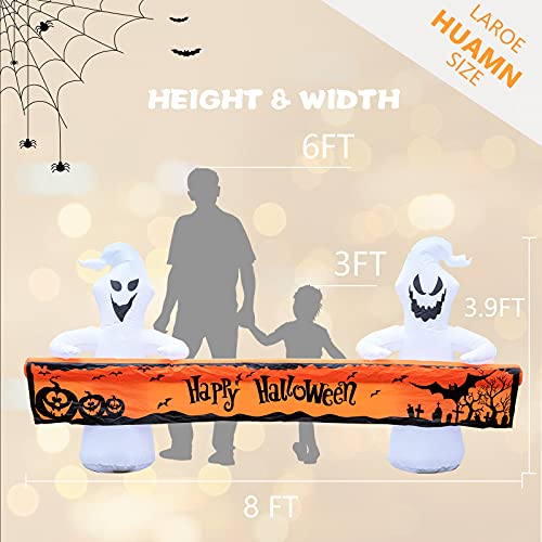 Halloween Outdoor Inflatable Ghost Yard Decor with Happy Halloween (8FT)