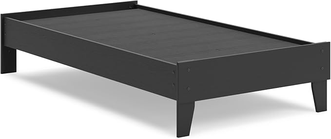 Signature Design by Ashley Socalle Casual Twin Platform Bed with Metal Slats, No Box Spring Needed, Black