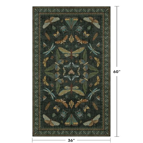 Green and Black Entryway Rug (15 Sq Ft)