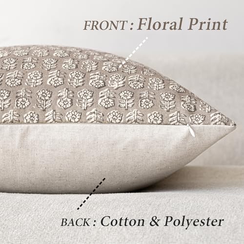 Decorative Floral Print Throw Pillow Covers 24×24 Inch (2 Count)