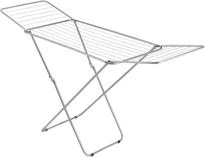 Metaltex Vulcano Laundry Dryer - Compact Metal Indoor and Outdoor Laundry Drying Rack - Perfect for Clothes and Small Home Essentials - Silver, 55 x 180 x 100 Centimetres