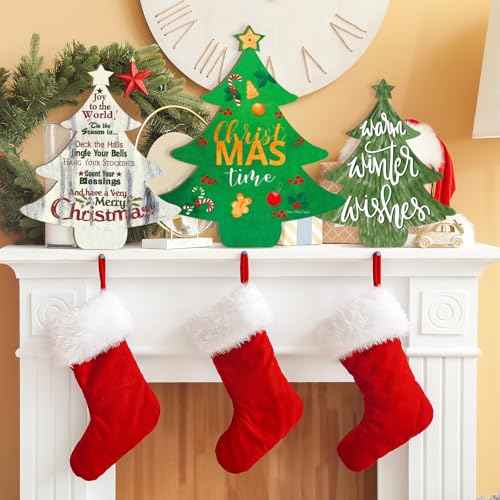 Wooden Christmastree Ornaments for Paint Christmas Decorations Cutouts Unfinished 6Pack