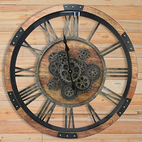 24" Large Wall Clock with Moving Gears