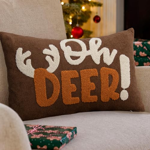 Embroidered Deer Christmas Pillow Covers 12x20