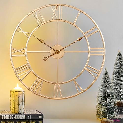 Silent 24 Inch Wall Clock for Living Room Decor